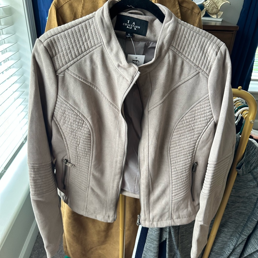 Taupe Faux Suede Jacket